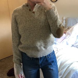 Wool sweater with elbow patches